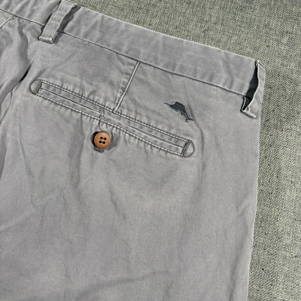 Tommy Bahama Shorts Mens 42 Grey‎ Boracay Flat Front Chino Stretch Cotton